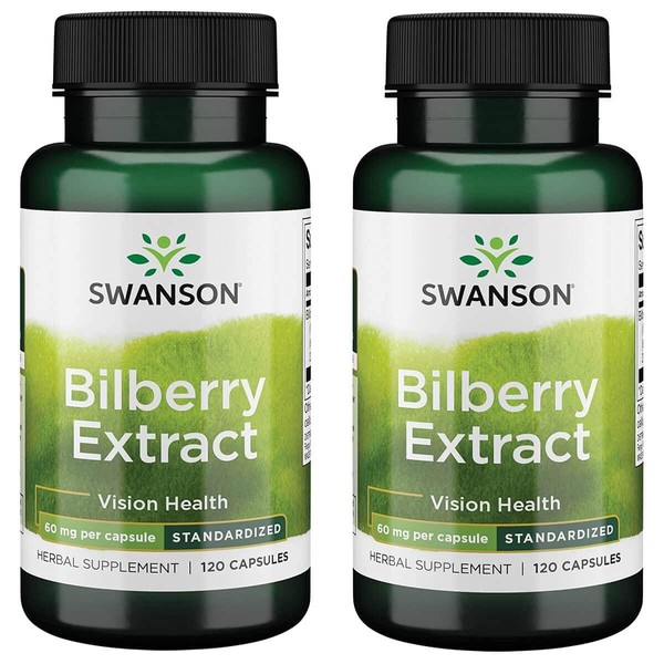 Swanson Bilberry Extract (Standardized) 60 Milligrams 120 Capsules (2 Pack)