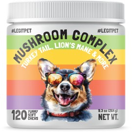 Mushroom Complex Treats for Dogs with Reishi, Shiitake, and Turkey Tail Mushrooms for Cognition and Immune Boosting Supports Digestive Health and Reduces Inflammation DHA EPA Turmeric Kelp (120pcs)