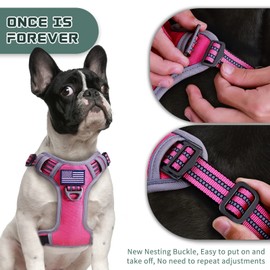 BUMBIN Tactical Dog Harness for Medium Dogs No Pull, Famous TIK Tok No Pull Puppy Harness, Fit Smart Reflective Pet Walking Harness for Training, Adjustable Dog Vest Harness with Handle Pink M
