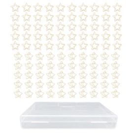 100 Pcs Metal Paperclips Golden File Organizer with Star Moon Pattern for Office School Document Organizing Gifts