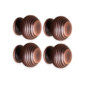 Infinity Decor Pack of 4 Traditional Style Reeded Beehive Solid Brass Cupboard Knob Aged Bronze Pull Handle 30mm – Ideal for Drawer Cabinets Doors