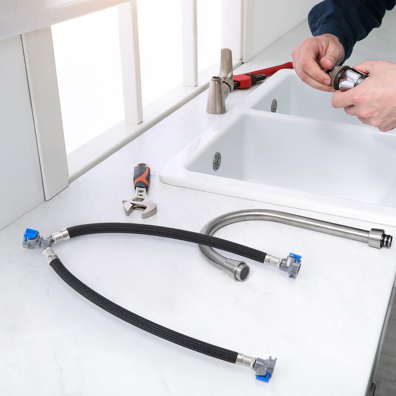 2 Pcs 12 Inch Quick Connect Water Hose Faucet Supply