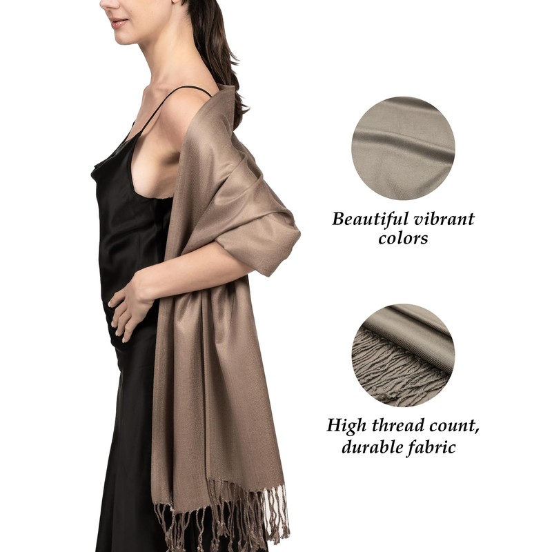 Achillea Large Soft Silky Pashmina Shawl Wrap Scarf in Solid