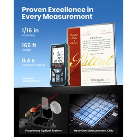 Laser Measure, DTAPE 330 Ft Digital Laser Distance Meter, Upgraded High-Accuracy Laser Measuring Tool, Electronic Tape Measure, 2" Backlit LCD Display, Area/Volume/Indirect Measurement, in/Ft/Ft+in/M