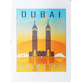 Half a Donkey Dubai - Vintage Style Travel Poster Large Cotton Tea Towel
