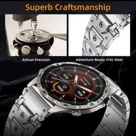 26mm Titan Steel Bands Compatible for Garmin Fenix 8 51mm/7X/6X/5X Plus Band,Quick Fit Rugged Mecha Metal with Folding Clasp for Tactix Delta/7/8-51mm/Epix Pro2 51mm/Instinct 3-50mm/Instinct 2X Men (Silver, 26mm)