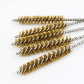 HEYMOUS Brass Wire Bristles Brush Cleaning Brushes Set for Tube Bottle Pipe Welding Slag and Rust Remove Cleaner Tool Diameter 15mm 5 Pieces