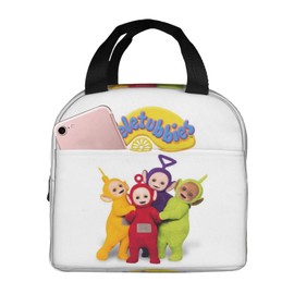 Teletubbies Insulated Lunch Bag, Black Lunch Box, Thermal, Insulated Bag, Zipper Included, Compact, Bento Bag, Soft Cooler Bag, Tote, Eco Bag