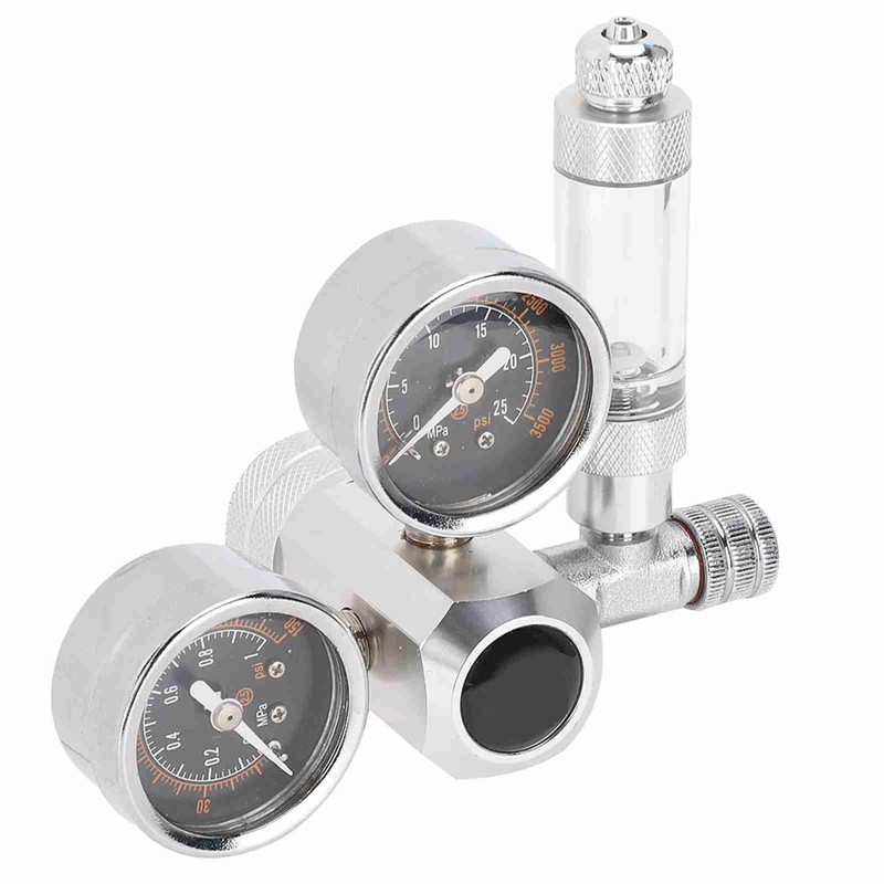 CO2 Regulator Aquarium Dual Gauge Display with Bubble Counter and