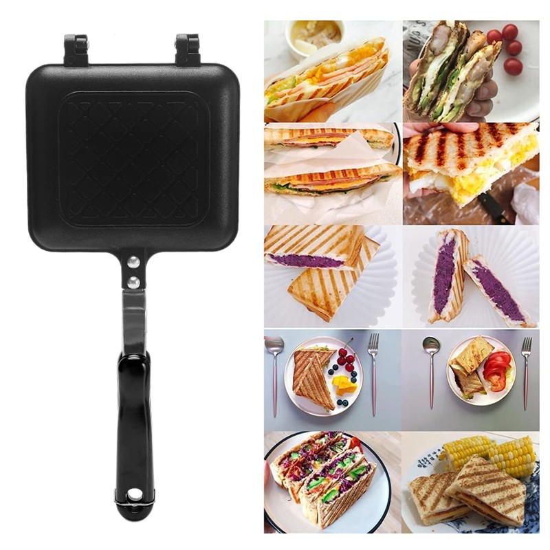 Sandwich Maker, Grilled Sandwich Press with Handle, Double-Coated Non-Stick Stovetop