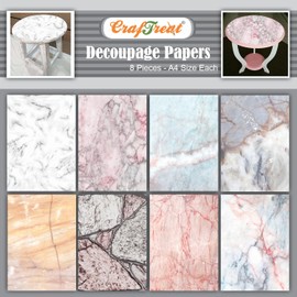 CrafTreat Marble Decoupage Paper for Crafts-Size A4(8.3 x 11.7 Inch)8Pcs-Decoupage Paper for Furniture-Marble Background-Decoupage Paper Crafts-Marble Pattern Decoupage Paper Sheets