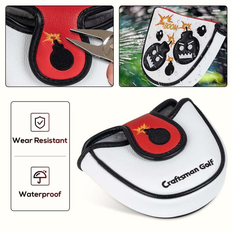 Craftsman Golf Black Bomb Away White Heel Shaft Mallet Putter