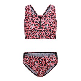 Aisyee Girls Two Piece Swimsuits Leopard Bikini Bathing Suit Kids Hawaiian Swimwear Set Red Size 6