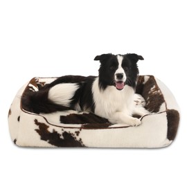Bedfolks Dog Beds for Large Dogs, 36 Inches Rectangle Durable Washable Dog Bed, Non-Slip Bottom Pet Bed for Large Dog Sleeping (Cow Print, X-Large)