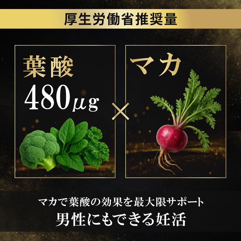 HAREM RUSH 男性用 妊活サプリ 厚生労働省推奨 葉酸 480μg 亜鉛 配合 活力サプリ