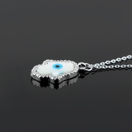 Gemkora Evil Eye Charm Pendant Necklace, Adjustable Necklace, Hamsa Charm Pendant, Christmas Gift, Women Jewellery, Protection, Positivity, Good Luck, Length 18 inch