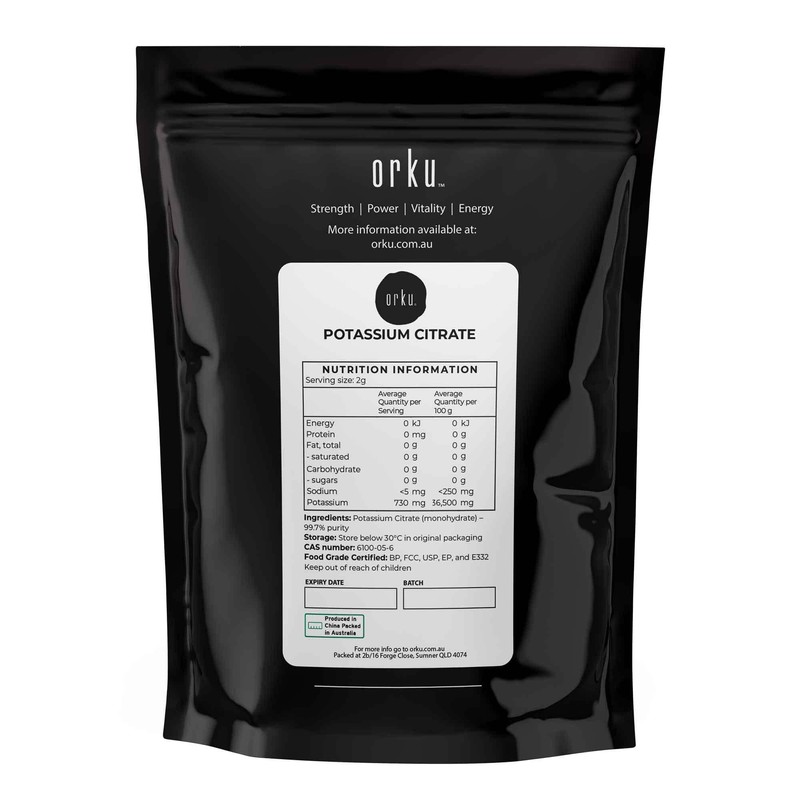 Orku 400g Potassium Citrate Food Grade - Granular BP USP