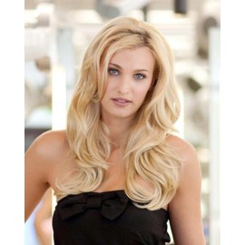 Heat styleable half wig hairpiece (3/4 wig), long, wavy, Flexihair: Michela chestnut brown #8