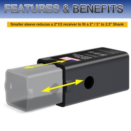 TUZILLA Trailer Hitch Receiver Adapter Reducer Sleeve Set, 3 to 2-1/2 or 2-Inch, 2-1/2 to 2 Inch Hitch Extender Towing Hitch Receivers 2-Piece