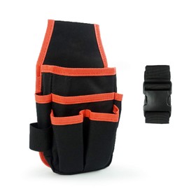 ECOmorning Canvas Tool Pouch Tool Organizer Bag Electricians Organizer Pouch Waist Bag for Tools with 6 Roomy Pockets, 9 Tool Loops, Adjustable Waist Strap for DIY Electricians Carpenters, Black