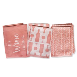 jilda-tex Tea Towels, Kitchen Towels, Dishcloths, Pack of 6, 100% Cotton, Various Designs (Wine O'Clock)