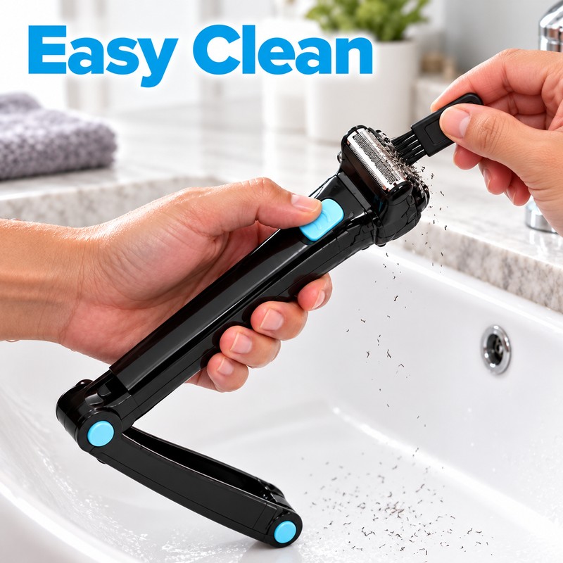 Electric Back Shaver for Men, Foldable Long Handle Body Groomer,