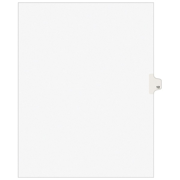 Avery Individual Legal Exhibit Dividers, Avery Style, 12, Side Tab, 8.5 x 11 inches, Pack of 25 (11922), White