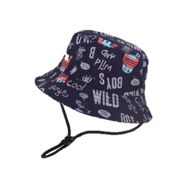 Baby Kids Sun Hat - Toddler Bucket Hats Summer UPF 50+ Sun Protective Beach Hats Wide Brim Outdoor Camping Hat for Boys Girls (US, Age, 6 Months, 12 Months, Navy Robot)