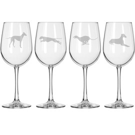 MIP Set of 4 Wine Glass for Red or White Wine Gift Greyhound Collection (16 oz Tall Stemmed)
