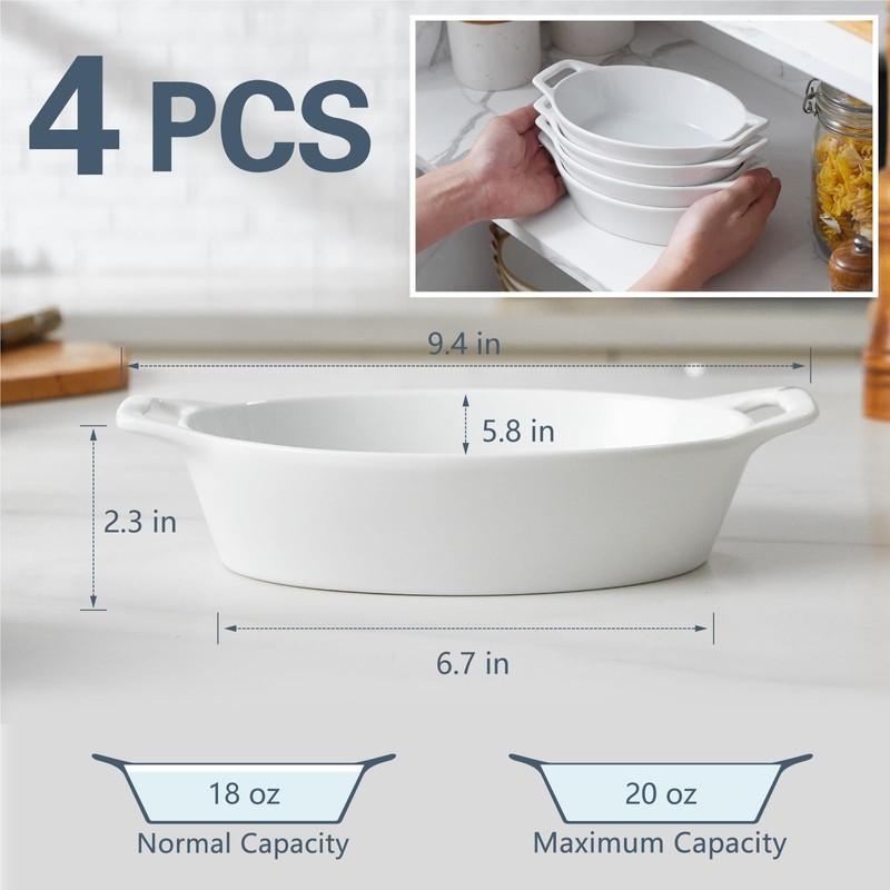 ONEMORE Oval Au Gratin Baking Dish, 20 oz Small Casserole