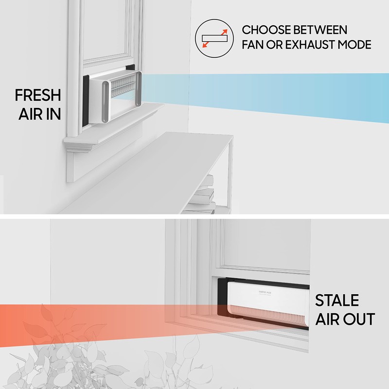 Sharper Image PORTAL Window Fan with 3 Speeds, Reversible Exhaust