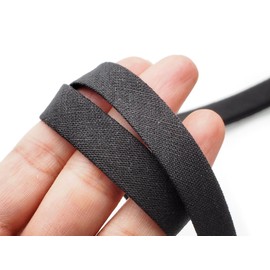 CRAFTMEMORE 1/2 Inch Double Fold Bias Tape Linen Cotton Bias Tape Japan Made Binding Tape for Sewing Seaming Hemming Quilting (Black x 5 Yards)