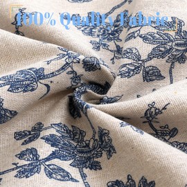 Moslovstar Farmhouse Cotton Linen Tier Curtain 36 Inch Long Elegant Floral Lace Window Treatment Kitchen Bathroom Short Curtain, 1 Panel, Vintage Orchid on Beige