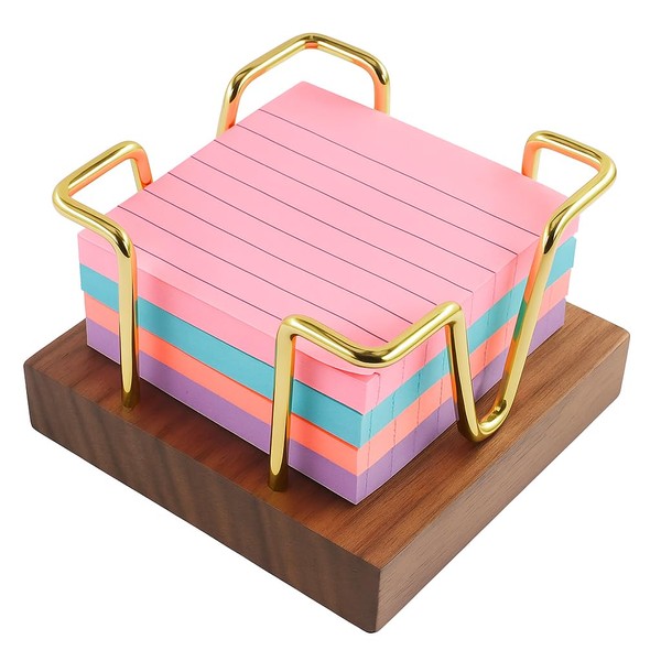 Multibey Walnut Sticky Note Holder, Self-Stick Note Pad Holder for