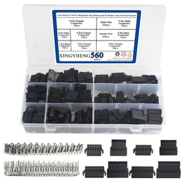 BGTXINGI 560Pcs 2.5mm Pitch JST-SM 6/7/ 8/9 Pin Male/Female Plug Housing and Male/Female Pin Header Crimp Terminal Connector Assortment Kit (4 Size, 80 Set, each 20 Set)