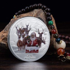 Peerless 6Pcs Christmas Commemorative Coins Santa Claus Elk Medal Xmas Collectible Art Souvenir for Christmas Stocking Stuffers Gilding Present Gift Coin Collection,3 Styles