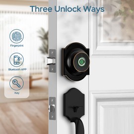GeekTale Fingerprint Deadbolt with App, Smart Deadbolt Lock for Front Door, Keyless Entry Door Lock, Biometric Dead Bolt, Electronic Door Knob