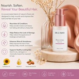Farmasi Dr C Tuna, aceite de tratamiento avanzado para el cabello y el cuero cabelludo enriquecido con aceite de girasol, vitamina E y aceite de almendras dulces Aceite Capilar Reviving Farmasi Dr C TUNA nutre y fortalece el cabello 30ml
