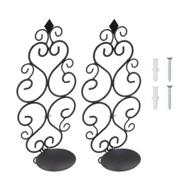 2 Pcs Candle Holder Exquisite Classical Style Black Iron Wall Mounted Candlestick for Living Rooms Bedroom Hallways