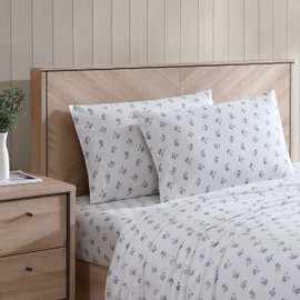 Stone Cottage - Twin Sheets, Cotton Percale Bedding Set, Crisp & Cool Ideal Bedding Set (Blue Sketchy Ditsy, Twin)