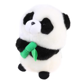 Hohopeti Adorable Black Plush Panda Doll Cute Stuffed with Bamboo Design Birthday Home Decoration