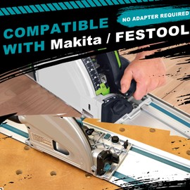 194368-5 110" Track Saw Guide Rail for Makiita Track Saw, 55"x2 Guide Rail with Connector for Makita Guide Rail, Include 5m Splinter Guard, Perfect for Woodworking Longer Cuts, 2 Year Warranty