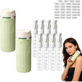 2pcs 4 en 1 Dispensador de Artículos de Aseo,4 Botellas de Viaje de 30ml a Prueba de Fugas,con Etiquetas en inglés,Envases para Viaje Recargables,Accesorios Kit de Viaje para Aseo Personal (2pcs-V)