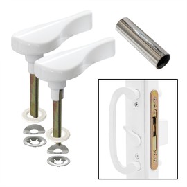 Metal Sliding Door Latch Lever,2 Sets, 1-3/8 in. Tail, White Finish for Patio Door Replacement Hardware (2)