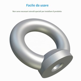 M14 Controdado a Occhiello, Hardware di fissaggio, Dado di sollevamento femminile a forma di anello, Dadi a occhiello in acciaio zincato per bullone/vite da 14 mm DIN 582 (1 pezzi)