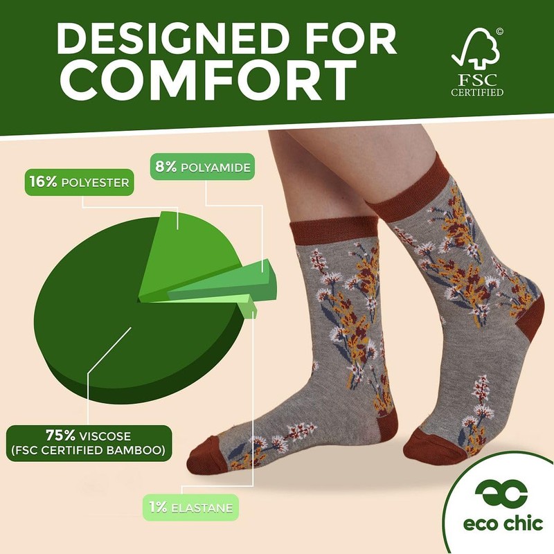 ECO CHIC Womens Bamboo Socks Breathable Hot and Cold Weather