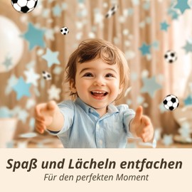 10 Confetti Cannons for Kids Birthday for Boys - with Football and Stars in Blue - Biodegradable FSC® Confetti - Easy and Safe