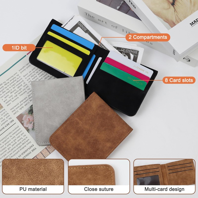 AfitLulu Men's Small Fashionable PU Leather Wallet Men's Retro Wallet