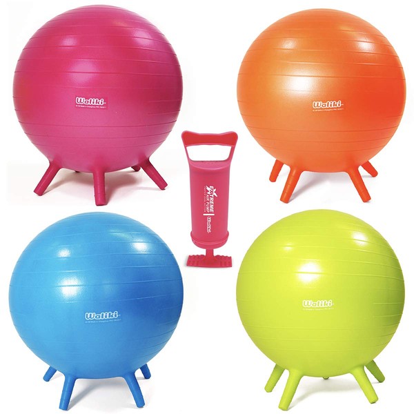 WALIKI Chair Ball with Feet for Kids 4 Pack | Alternative Classroom Seating Ball (18'' - 4 Pack)
