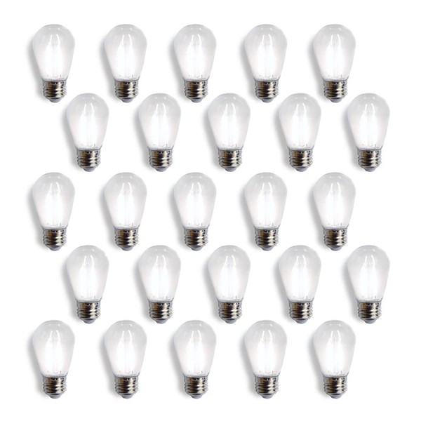 fantado 25-Pack Cool White LED Filament S14 Shatterproof Energy Saving Light Bulb, Dimmable, 2W, E26 Medium Base by PaperLanternStore.com